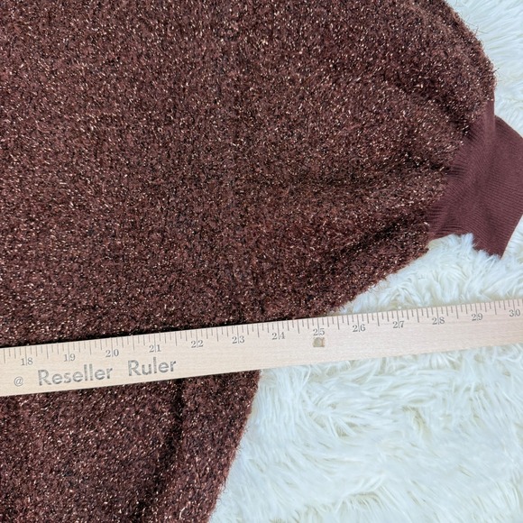 Maeve Violetta Brown Metallic Tinsel Knit Sweater Dolman Sleeve XL Festive Cozy - Picture 7 of 14